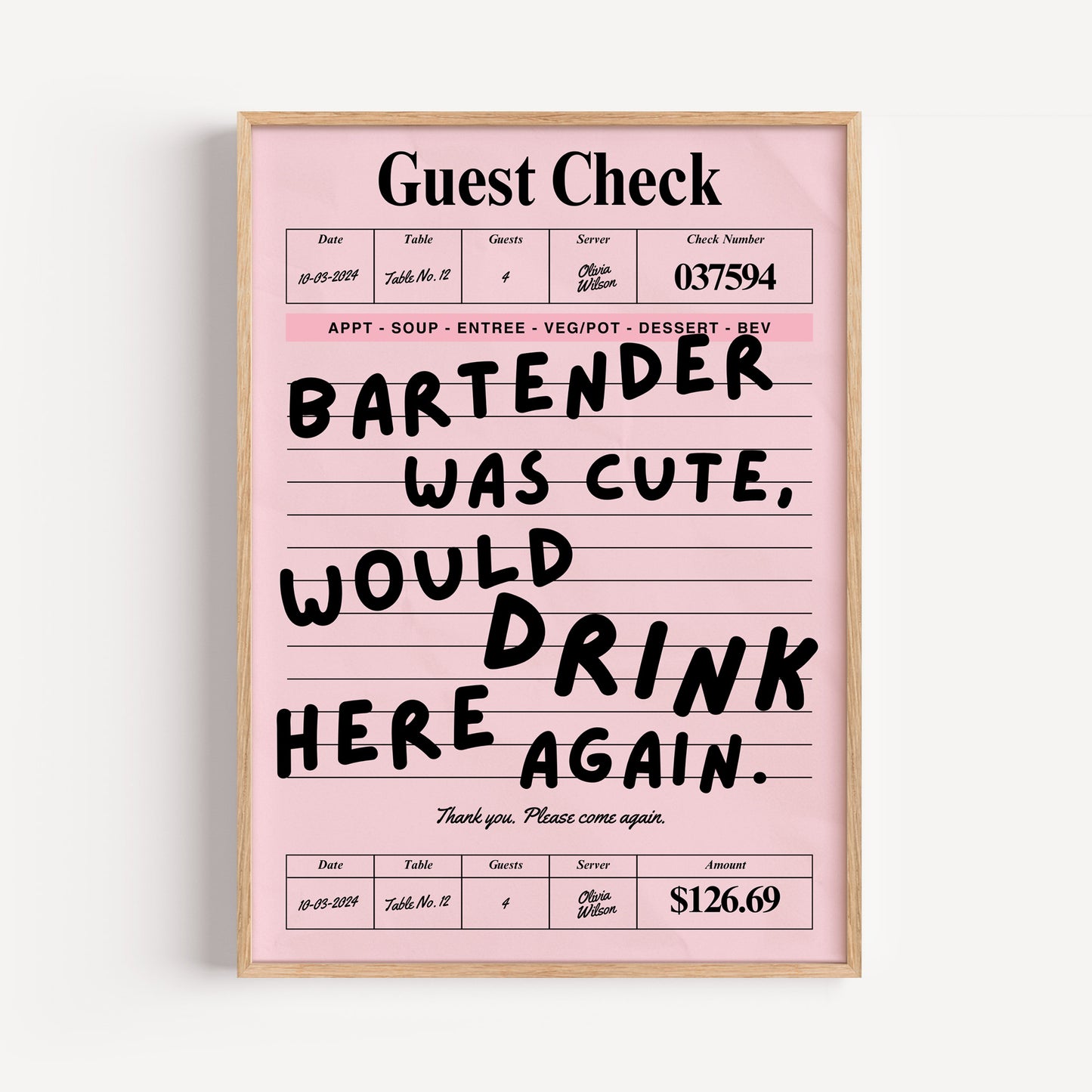 Bartender was cute