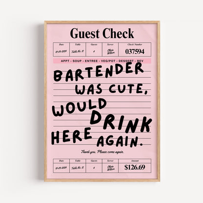 Bartender was cute